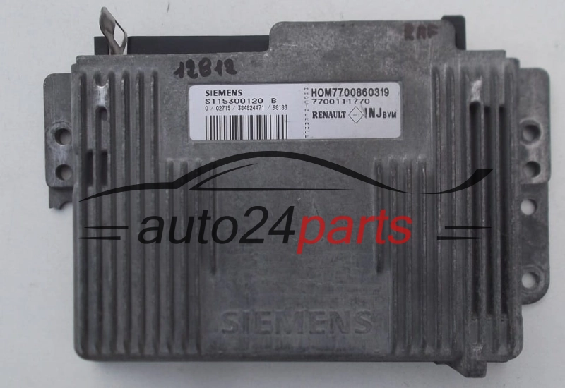 KOMPUTER STEROWNIK SILNIKA RENAULT MEGANE 1.6 SIEMENS S115300120 B, S115300120B, 7700860319, HOM7700860319