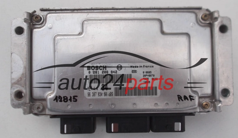 KOMPUTER STEROWNIK SILNIKA PEUGEOT 206 1.6 BOSCH 0 261 206 942, 0261206942, 96 387 834 80 id10, 9638783480 id10, ME7.4.4 34