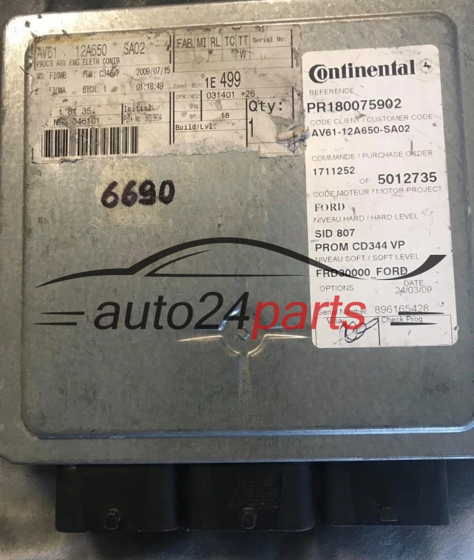 KOMPUTER STEROWNIK SILNIKA FORD AV61-12A650-SA02, AV6112A650SA02, 5012735, SID 807, PR180075902