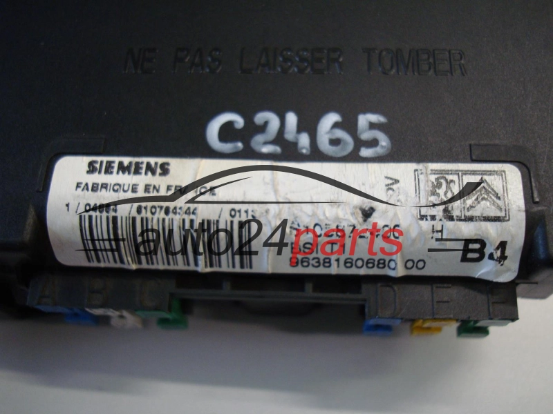 CENTRALKA MODUL BSI CITROEN PEUGEOT SIEMENS S105872400H, 9638160680 00, 963816068000, BSI T1