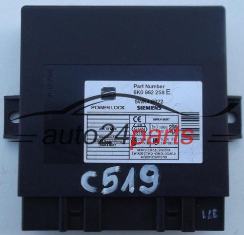 CENTRALKA MODUL STEWROWNIK KOMFORTU SEAT IBIZA CORDOBA 6K0 962 258 E, 6K0962258E, SIEMENS 5WK4 6922, 5WK46922, 5WK4 8821, 5WK48821, 5WK4 8687, 5WK48687 - 