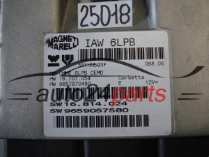 KOMPUTER STEROWNIK SILNIKA PEUGEOT Magneti Marelli IAW 6LPB, IAW6LPB, HW 16.707.054, 16707054, 9657870480, SW 16.814.024, 16814024, 9659057580