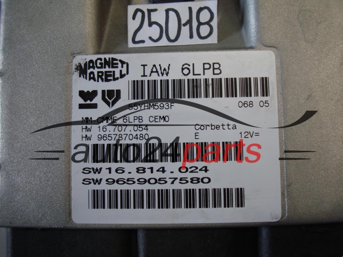 KOMPUTER STEROWNIK SILNIKA PEUGEOT Magneti Marelli IAW 6LPB, IAW6LPB, HW 16.707.054, 16707054, 9657870480, SW 16.814.024, 16814024, 9659057580