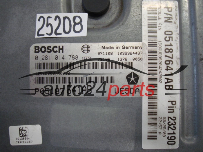 KOMPUTER STEROWNIK SILNIKA CHRYSLER BOSCH 0 281 014 788, 0281014788, P05187641AB