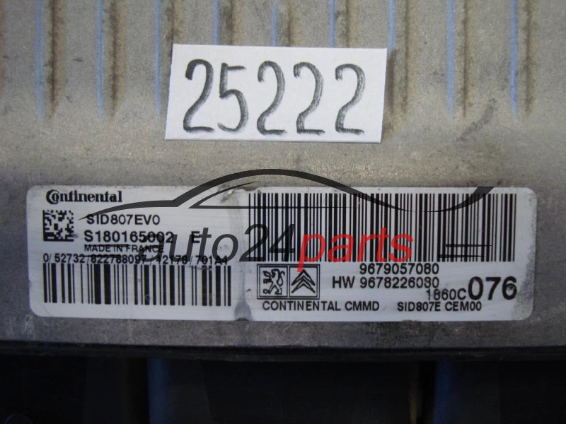 KOMPUTER STEROWNIK SILNIKA CITROEN SID807E CONTINENTAL S180165002 E, S180165002E, 9678226080