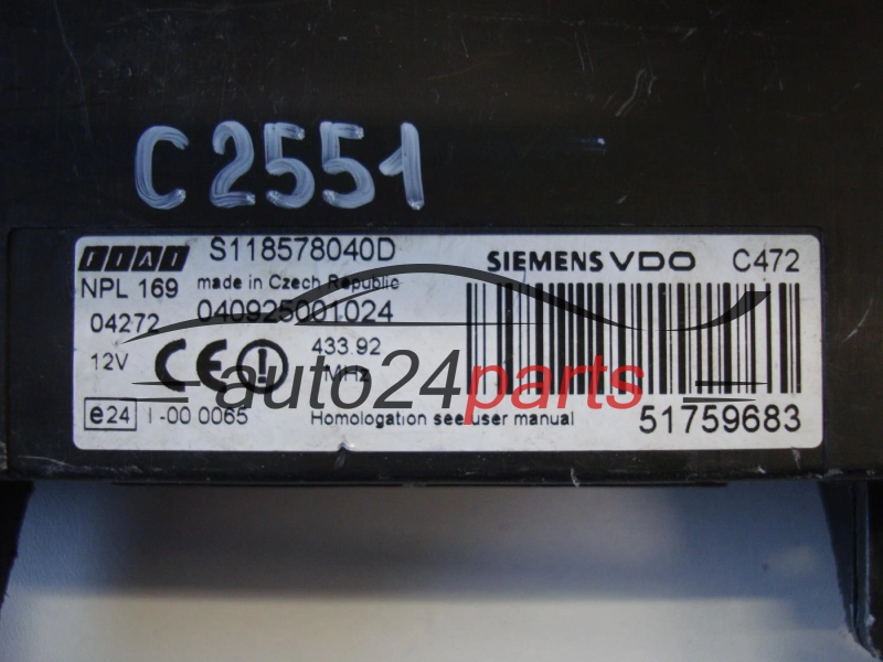 CENTRALKA MODUL BSI FIAT PANDA 51759683, S118578040D