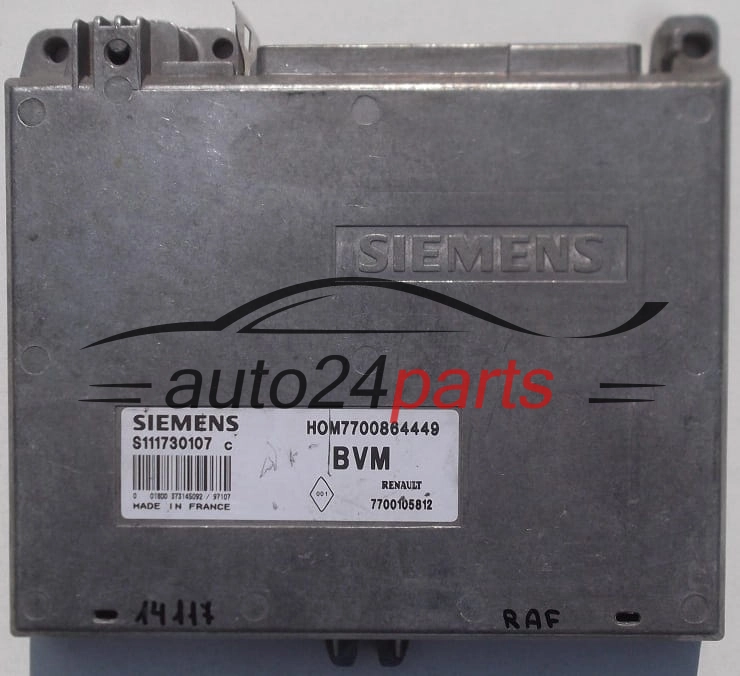 KOMPUTER STEROWNIK SILNIKA RENAULT CLIO 1.2, SIEMENS S111730107 C, S111730107C, HOM7700864449, 7700864449