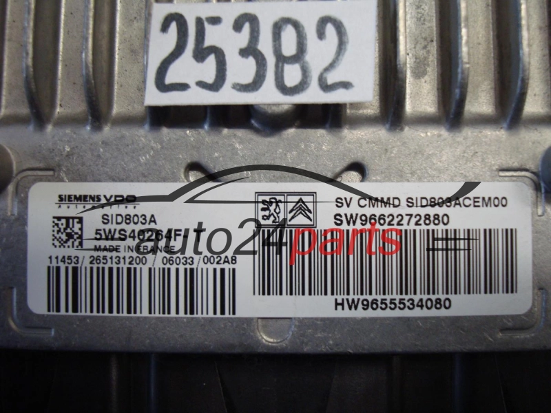 KOMPUTER STEROWNIK SILNIKA PEUGEOT 407 2.0 HDI, SIEMENS 5WS40264F-T, 5WS40264FT, SID803A, SW9662272880, HW9655534080