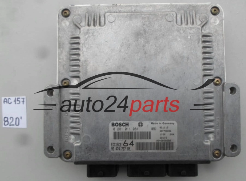 PEUGEOT 307 2.0 HDI BOSCH 0 281 011 081, 0281011081, 96 474 727 80, 9647472780, 9646850580, EDC15C2