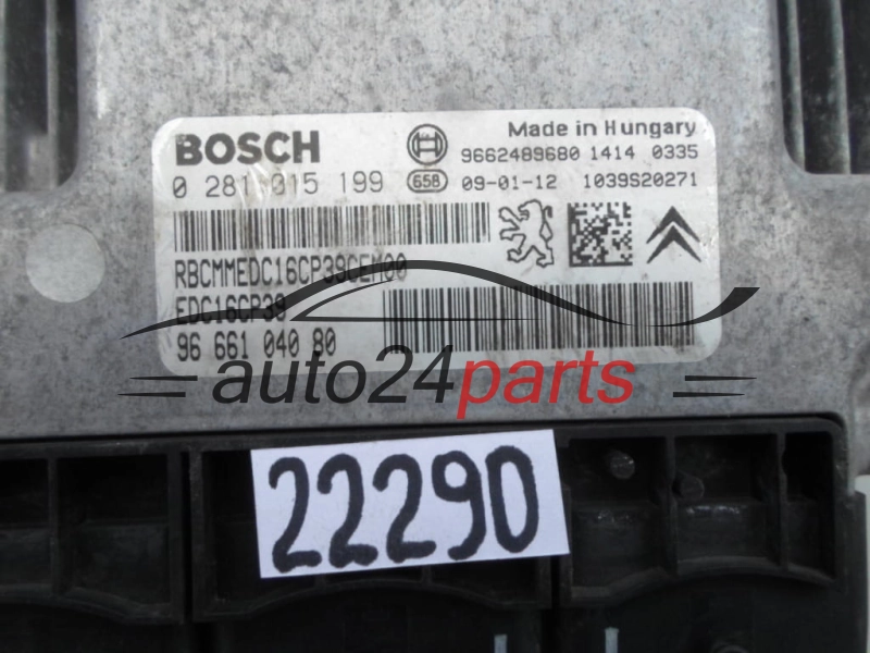 MOTORSTEUERGERÄT ECU STEUERGERAT CITROEN PEUGEOT 2.2 HDI BOSCH 0 281 015 199, 0281015199, 96 661 040 80, 9666104080