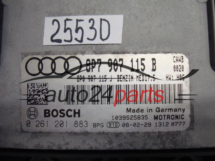 KOMPUTER STEROWNIK SILNIKA AUDI BOSCH 0 261 201 883, 0261201883, 8P7907115B, MED17.5