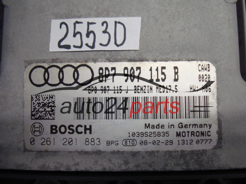KOMPUTER STEROWNIK SILNIKA AUDI BOSCH 0 261 201 883, 0261201883, 8P7907115B, MED17.5