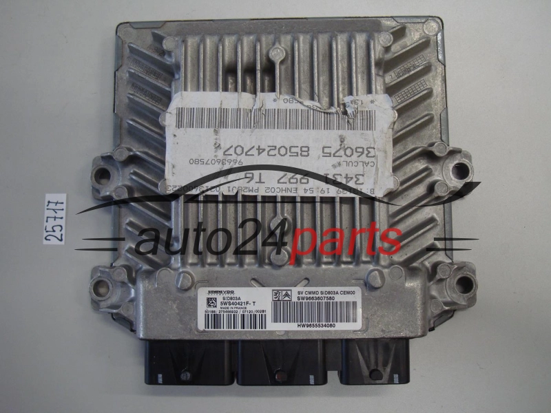 KOMPUTER STEROWNIK SILNIKA CITROEN PEUGEOT 1.6 HDI SIEMENS VDO 5WS40421F-T, 5WS40421FT, SW9663607580, HW9655534080, SID803A