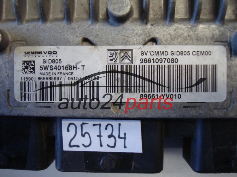 KOMPUTER STEROWNIK SILNIKA CITROEN PEUGEOT 1.4 HDI SIEMENS VDO 5WS40168H-T, 5WS40168HT, 9661097080, 89661-YV010, 89661YV010, SID805