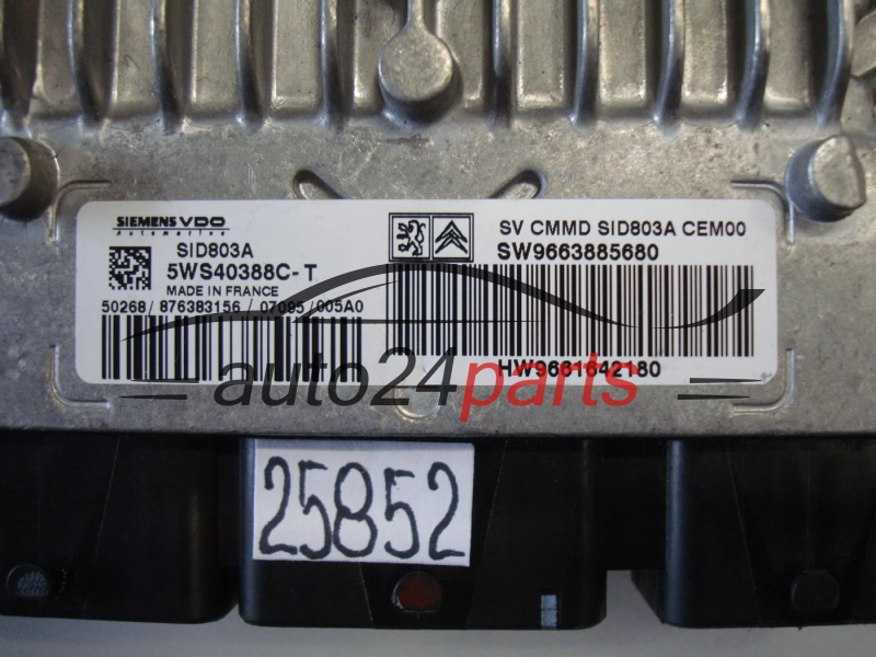 KOMPUTER STEROWNIK SILNIKA CITROEN C5 2.0 HDI SIEMENS VDO 5WS40388C-T, 5WS40388CT, SW 9663885680, HW 9661642180 SID803A