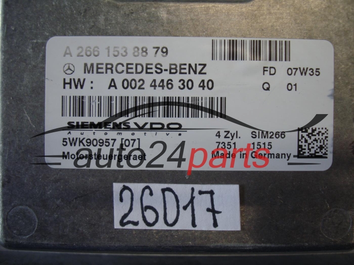 KOMPUTER STEROWNIK SILNIKA MERCEDES W 169 SIEMENS 5WK90957, A 266 153 08 79, A2661530879, A 002 446 30 40, A0024463040