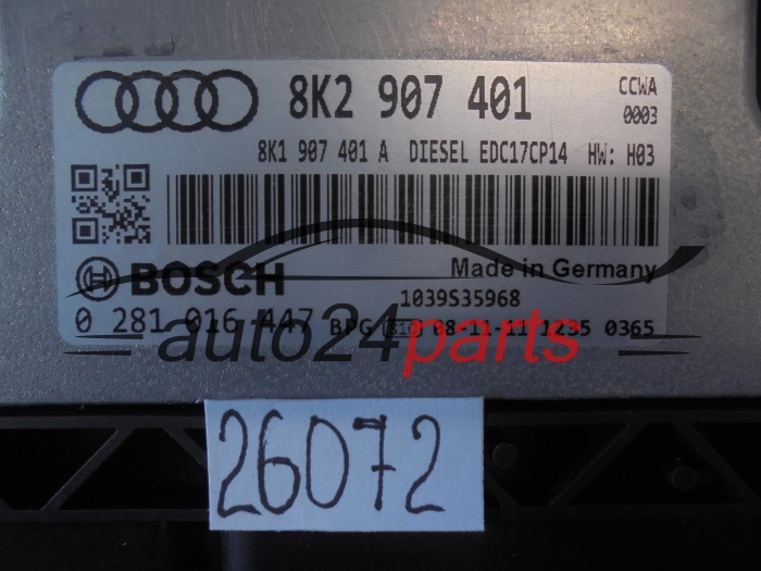 KOMPUTER STEROWNIK SILNIKA AUDI BOSCH 0 281 016 447, 0281016447, 8K2907401, EDC17CP14