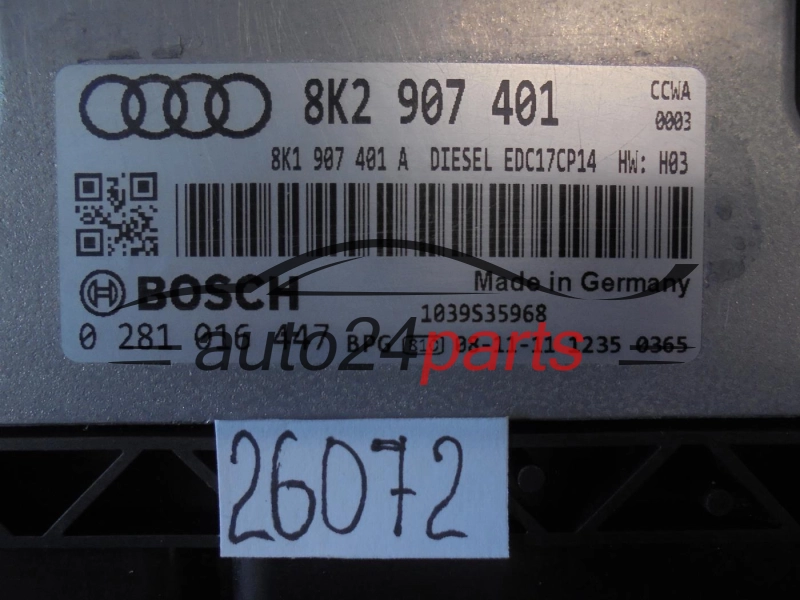 KOMPUTER STEROWNIK SILNIKA AUDI BOSCH 0 281 016 447, 0281016447, 8K2907401, EDC17CP14