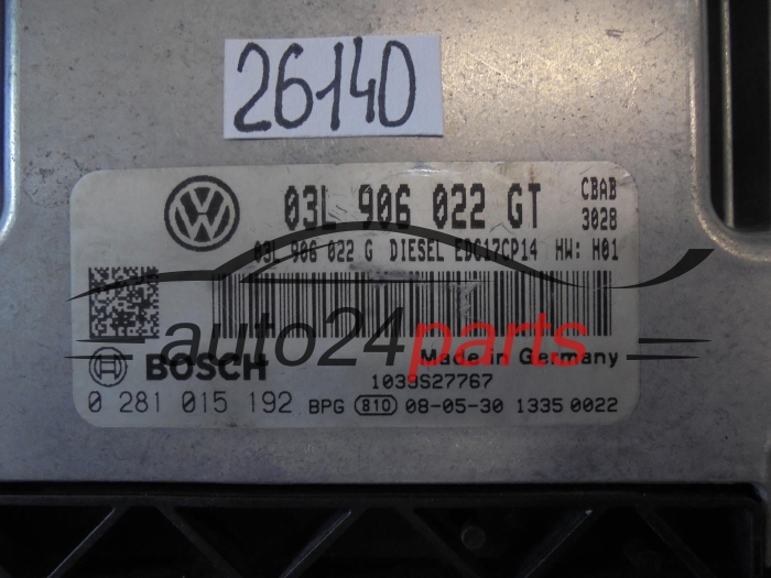 KOMPUTER STEROWNIK SILNIKA VOLKSWAGEN BOSCH 0 281 015 192, 0281015192, 03L906022GT, EDC17CP14