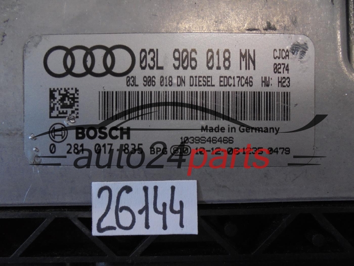 KOMPUTER STEROWNIK SILNIKA AUDI BOSCH 0 281 017 835, 0281017835, 03L 906 018 MN, 03L906018MN, 03L 906 018 DN, 03L906018DN, EDC17C46