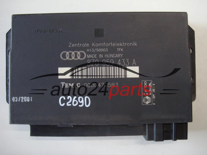 CENTRALKA MODUL KOMFORTU AUDI TEMIC 00002644B5, 8Z0 959 433 AC, 8Z0959433AC