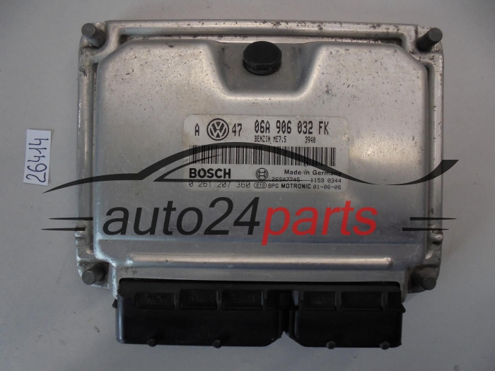 KOMPUTER STEROWNIK SILNIKA VW VOLKSWAGEN POLO 1.4 BOSCH 0261207360, 0 261 207 360, 06A906032FK, 06A 906 032 FK, BENZIN ME7.5 3948, 26SA7745