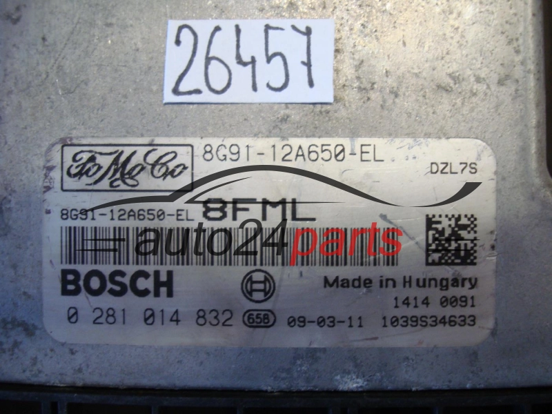 KOMPUTER STEROWNIK SILNIKA FORD MONDEO 2.0 TDCI BOSCH 0281014832, 0 281 014 832, 8G9112A650EL, 8G91-12A650-EL 8FML