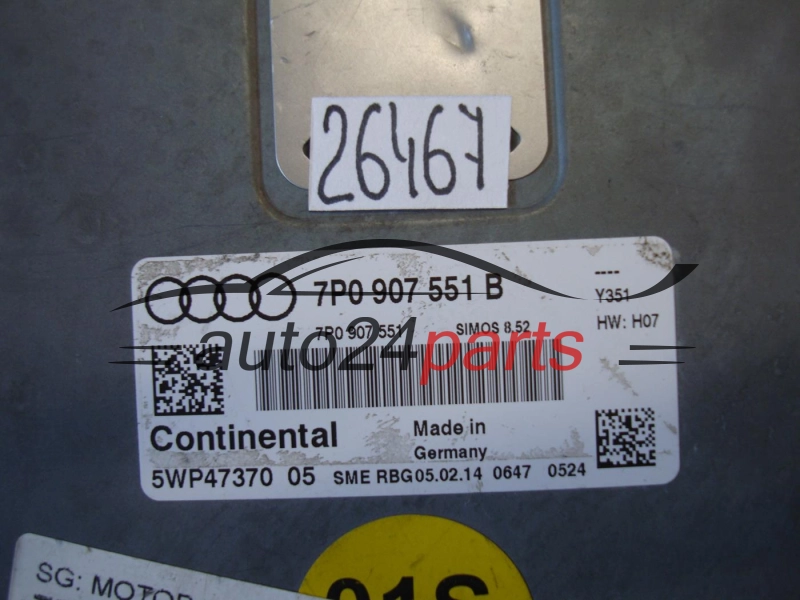 KOMPUTER STEROWNIK SILNIKA VOLKSWAGEN 7P0907551B 5WP47370 05 SIMOS 8.52