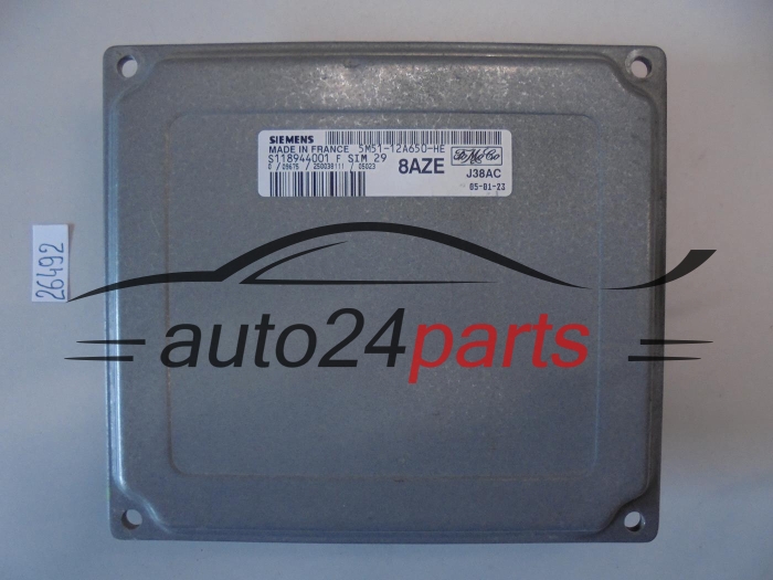 KOMPUTER STEROWNIK SILNIKA FORD FOCUS 1.6 16V, SIEMENS S118944001 F, S118944001F, 5M51-12A650-HE, 5M5112A650HE, 8AZE, SIM29