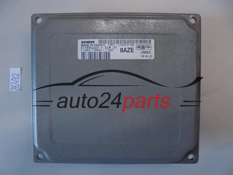 KOMPUTER STEROWNIK SILNIKA FORD FOCUS 1.6 16V, SIEMENS S118944001 F, S118944001F, 5M51-12A650-HE, 5M5112A650HE, 8AZE, SIM29
