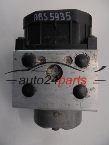 Pompe ABS et calculateur AUDI VOLKSWAGEN BOSCH 0 265 216 559, 0265216559, 8E0 614 111 AB, 8E0614111AB, 0 273 004 281, 0273004281