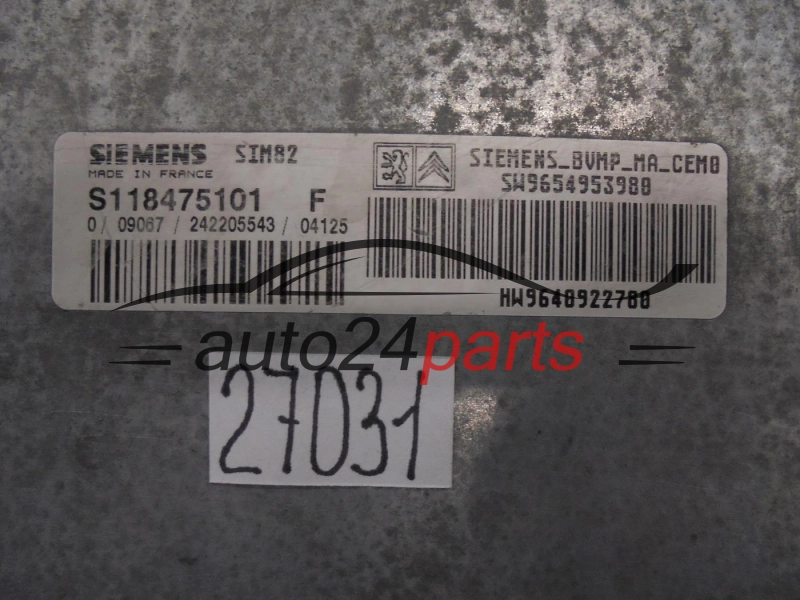 STEROWNIK SKRZYNI AUTOMATYCZNEJ CITROEN PEUGEOT S118475101F SW99654953980 HW9640922780 SIM82