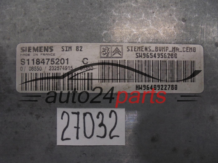STEROWNIK SKRZYNI BIEGOW AUTOMATYCZNEJ CITROEN PEUGEOT S118475201C SW9654956280 HW9640922780 SIM82