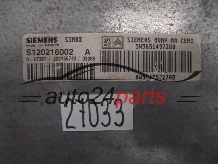 STEROWNIK SKRZYNI AUTOMATYCZNEJ CITROEN PEUGEOT S120216002A SW9651497380 HW9640922780 SIM82