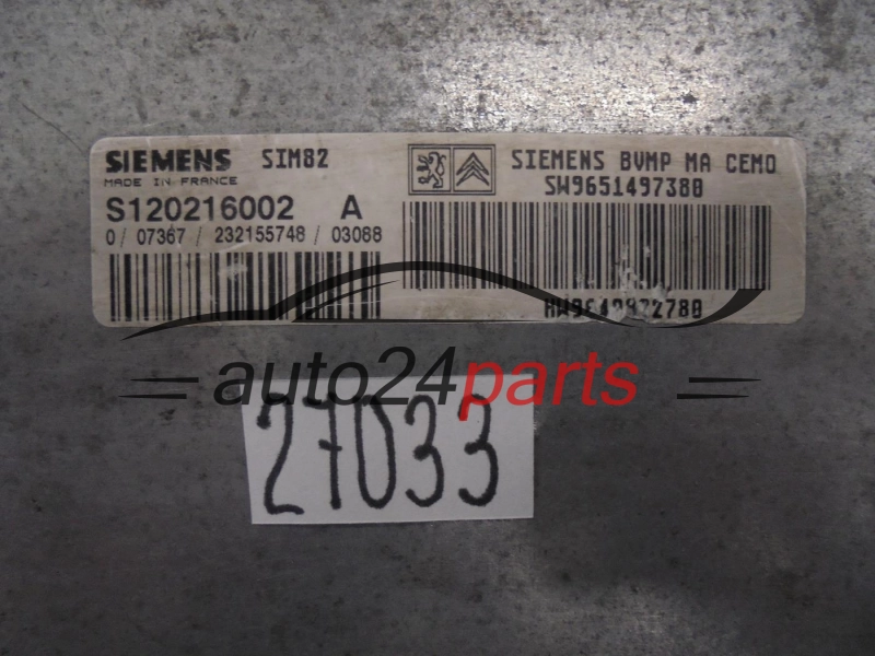 STEROWNIK SKRZYNI AUTOMATYCZNEJ CITROEN PEUGEOT S120216002A SW9651497380 HW9640922780 SIM82