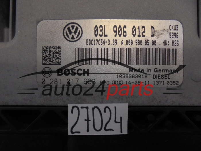 VOLKSWAGEN CRAFTER 0281017663 03L906012D EDC17C54-3.39