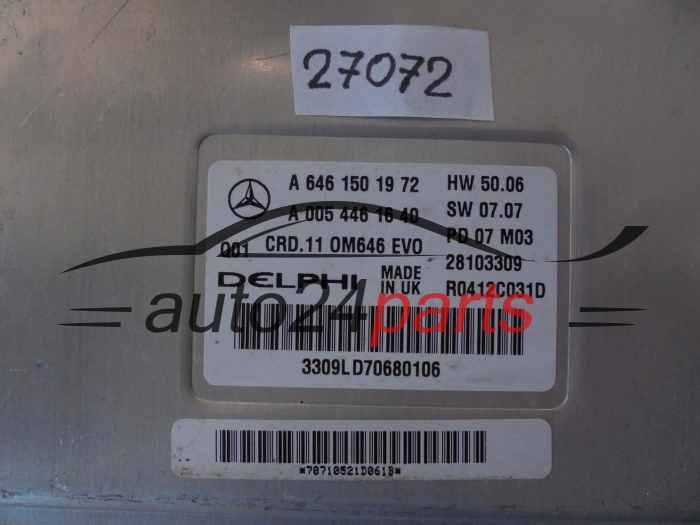 KOMPUTER STEROWNIK SILNIKA MERCEDES W208 220 CDI A6461501972, A 646 150 19 72, 6461501972, A0054461640, A 005 446 16 40, 0054461640, DELPHI R0412C031D 28103309, Q01 CRD.11 0M646 EVO