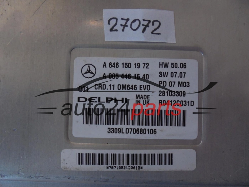 KOMPUTER STEROWNIK SILNIKA MERCEDES W208 220 CDI A6461501972, A 646 150 19 72, 6461501972, A0054461640, A 005 446 16 40, 0054461640, DELPHI R0412C031D 28103309, Q01 CRD.11 0M646 EVO
