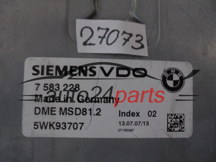 KOMPUTER STEROWNIK SILNIKA BMW 7583228 5WK93707 DME MSD81.2