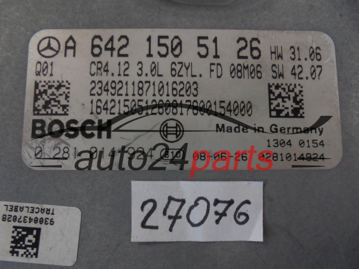 KOMPUTER STEROWNIK SILNIKA MERCEDES BENZ BOSCH 0 281 014 924, 0281014924, A6421505126, CR4.12