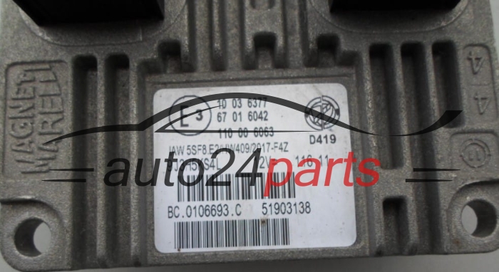 MOTORSTEUERGERÄT ECU STEUERGERAT FIAT 500 1.2 Magneti Marelli IAW5SF8E2, 51903138, BC.0106693.C