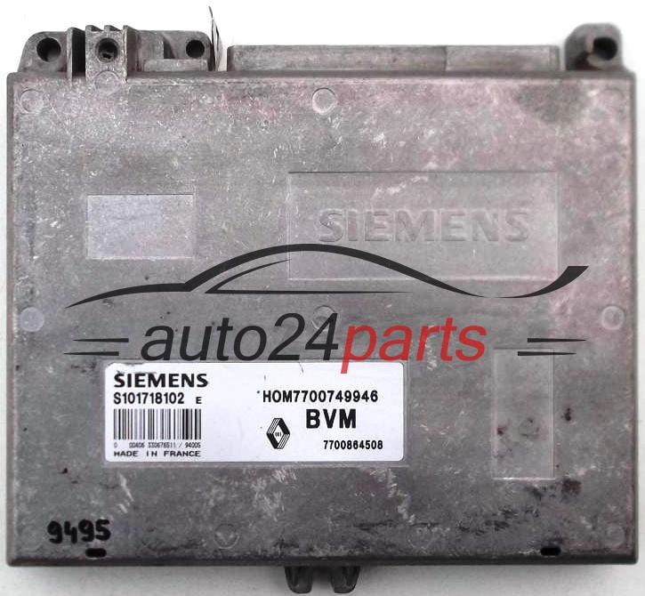KOMPUTER STEROWNIK SILNIKA RENAULT CLIO 1.4, SIEMENS S101718102 E, S101718102E, HOM7700749946, 7700864508