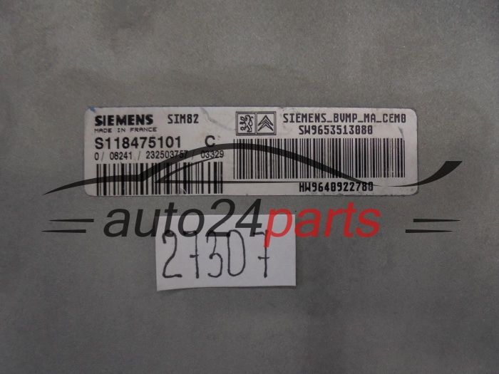 STEROWNIK SKRZYNI AUTOMATYCZNEJ CITROEN PEUGEOT S118475101C SW 9653513080 HW 9640922780 SIM82