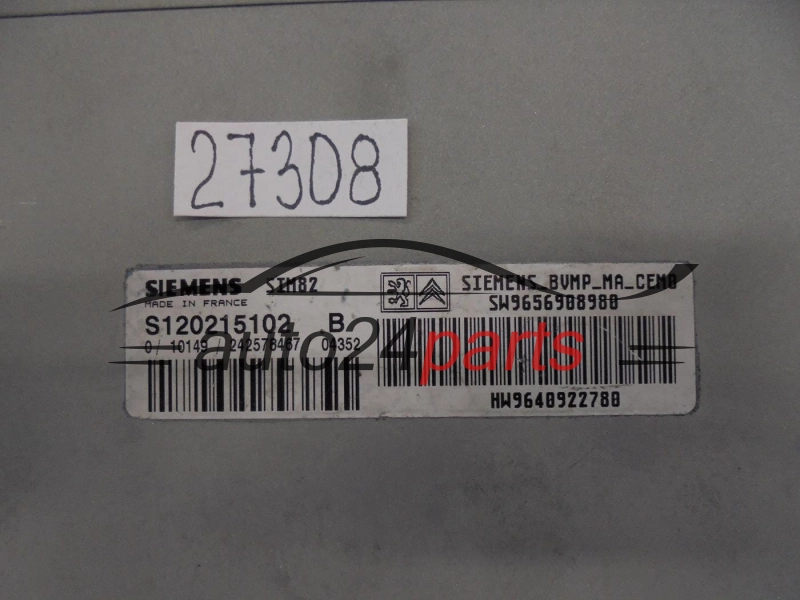 STEROWNIK SKRZYNI AUTOMATYCZNEJ CITROEN PEUGEOT S120215102B SW 9656908980 HW 9640922780 SIM82