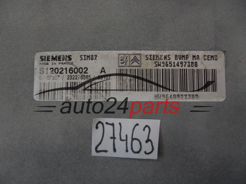 STEROWNIK SKRZYNI AUTOMATYCZNEJ CITROEN PEUGEOT S120216002A SW9651497380 HW9640922780 SIM82