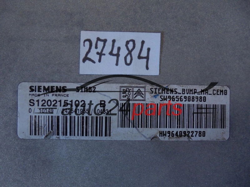 STEROWNIK SKRZYNI AUTOMATYCZNEJ CITROEN PEUGEOT S120215102B SW 9656908980 HW 9640922780 SIM82