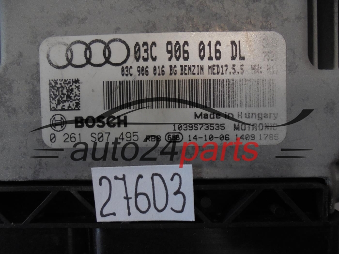 KOMPUTER STEROWNIK SILNIKA AUDI VW BOSCH 0 261 S07 495, 0261S07495, 03C906016 DL, MED17.5.5