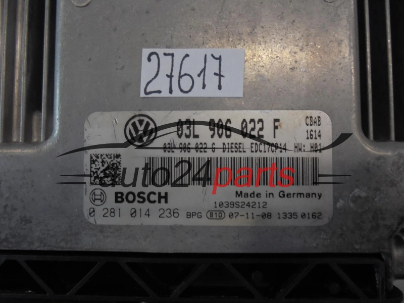 KOMPUTER STEROWNIK SILNIKA VW VOLKSWAGEN TIGUAN 2.0 TDI BOSCH 0 281 014 236, 0281014236, 03L 906 022F, 03L906022F, EDC17CP14