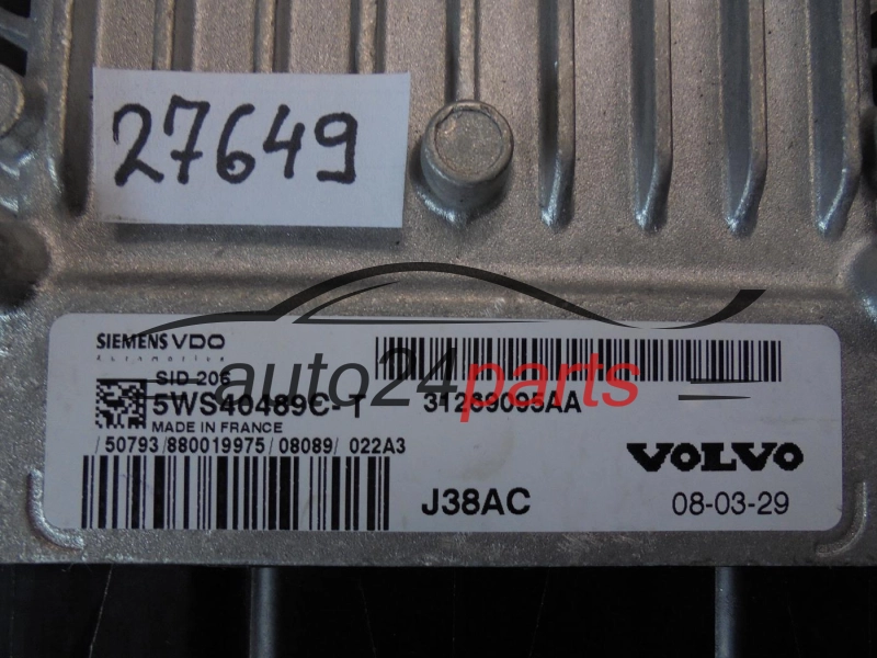 KOMPUTER STEROWNIK SILNIKA VOLVO SIEMENS 5WS40489C-T, 5WS40489CT, 31269095AA, J38AC, SID206