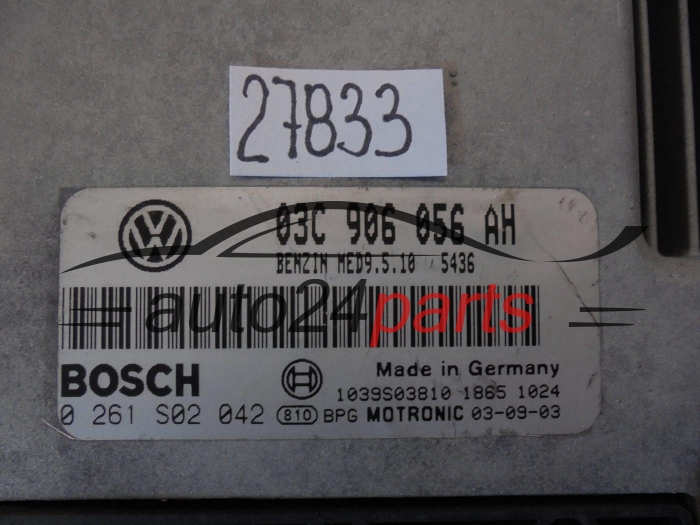 KOMPUTER STEROWNIK SILNIKA VW VOLKSWAGEN PASSAT 1.6 TSI 03C 906 056 AH, 03C906056AH, BOSCH 0 261 S02 042, 0261S02042, BENZIN MED9.5.10 5436, 1039S03810